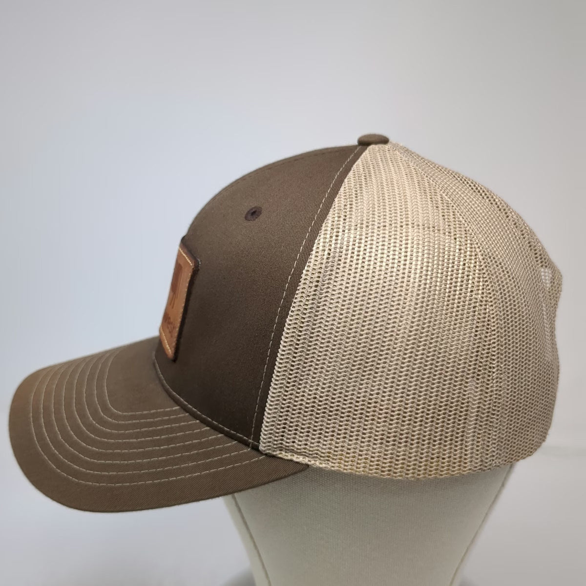 Richardson Trucker Hat Brown One Size Dairy West Cow Leather Patch Snapback