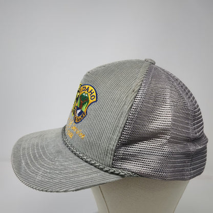 Trucker Gray Hat One Size Idaho Fish Game Vintrage 1988 Corduroy Mesh