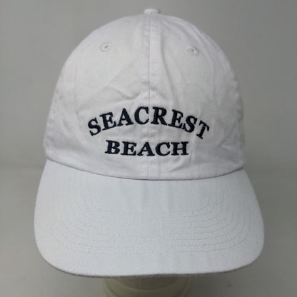 Adams Men's Strapback Hat White Embroidered Seacrest Beach Logo Cotton