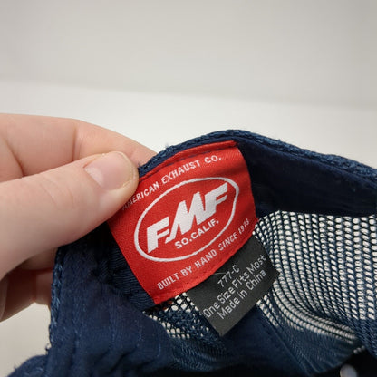 FMF Snapback Trucker Hat Blue One Size Adjustable Embroidered Mesh Back 6 Panel