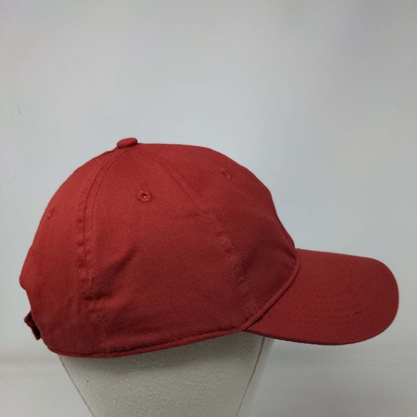 Unbranded Strapback Hat Red One Size Adjustable Vented Holes 6 Panel Blank