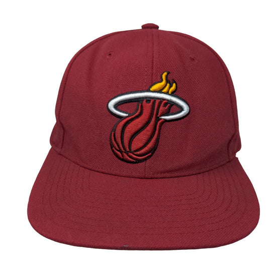 Miami Heat Snapback Hat Red Embroidered Logo Mitchell & Ness NBA