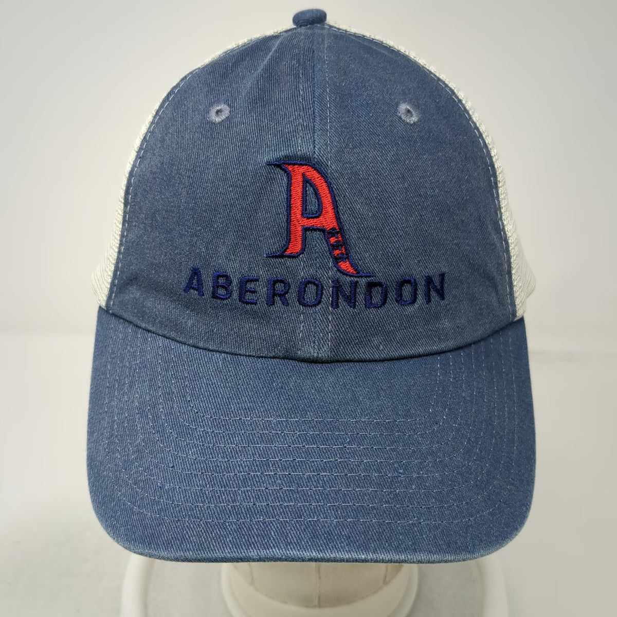 Sportman Trucker Hat Blue Beige One Size Aberondon Logo Snapback Mesh Adjustable