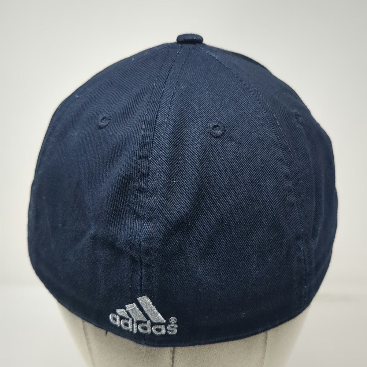 Adidas Baseball Cap Blue White 7 1/4 Fitted Hat Mesh Logo Curved Brim Piping