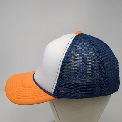 Pacific Headwear Trucker Hat White Blue Orange OSFM Mesh Rope Blank Polyester