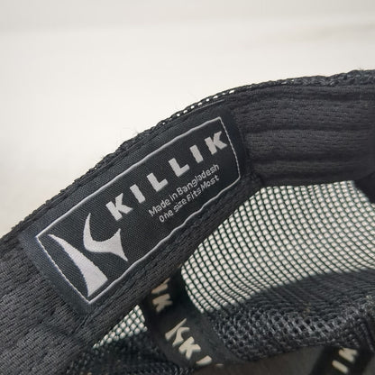 Killik Trucker Hat Black One Size Snapback Mesh Logo Square Patch Structured