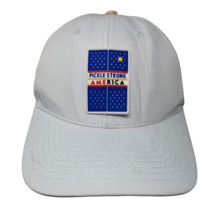Pickle Strong America Snapback Hat White One Size Adjustable Breathable Mesh