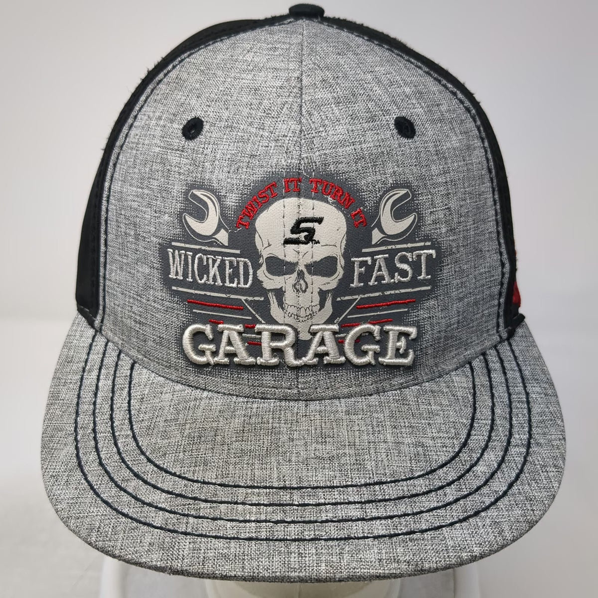Choko Authentics Snap-on Skull Garage Gray Baseball Cap One Size Hat Fitted