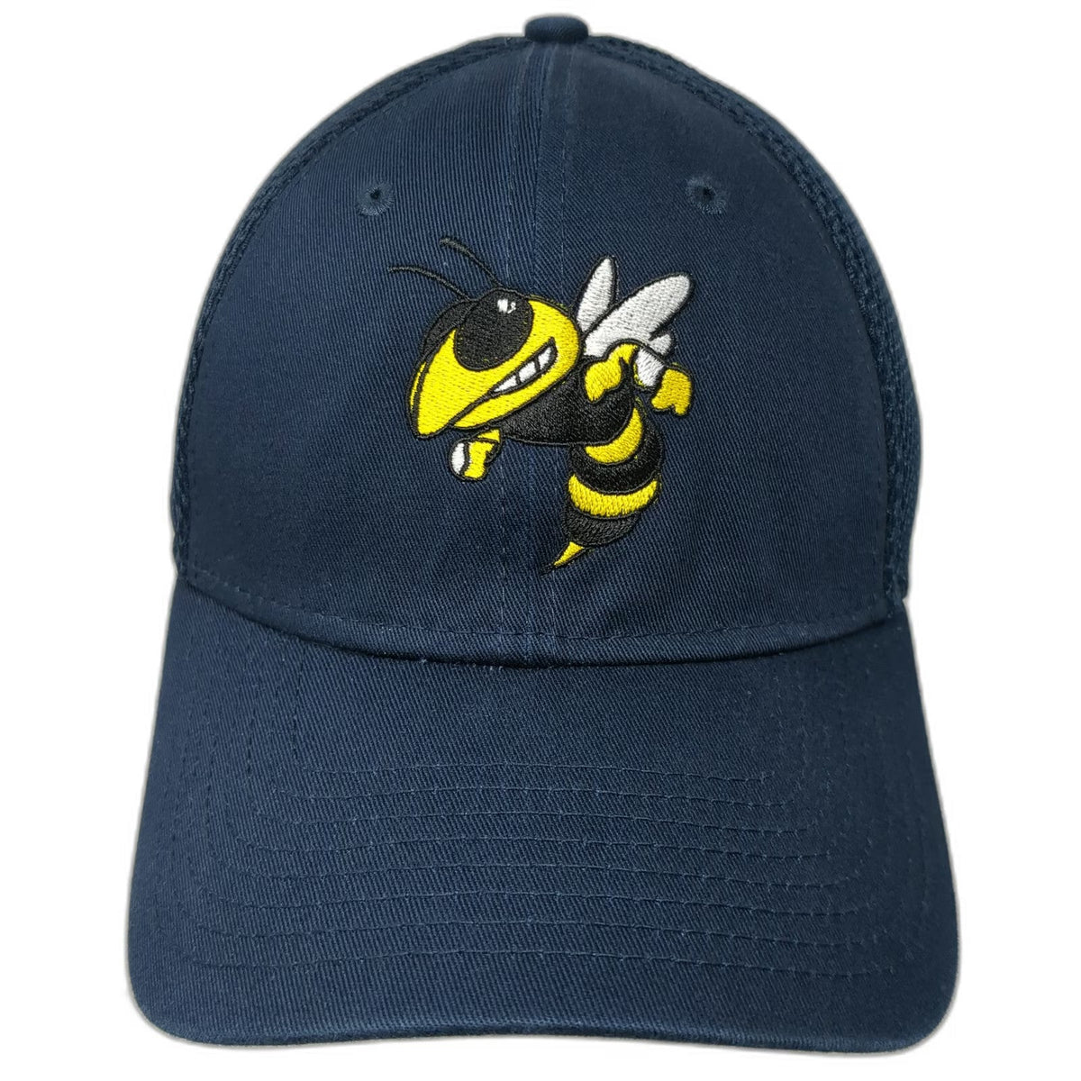 New Era Baseball Cap Blue M Mascot Yellow Jacket Mesh Stretch Fit 39THIRTY Hat