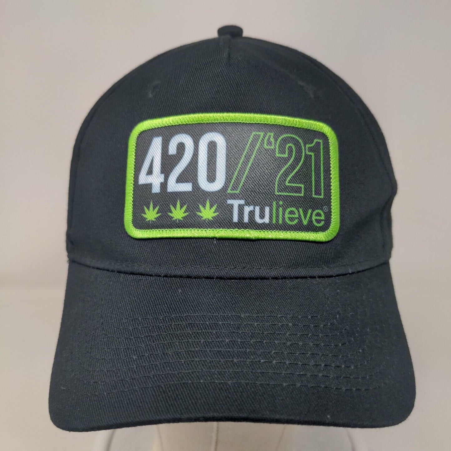 420/21 Trulieve Strapback Hat Black One Size Adjustable Port & Company