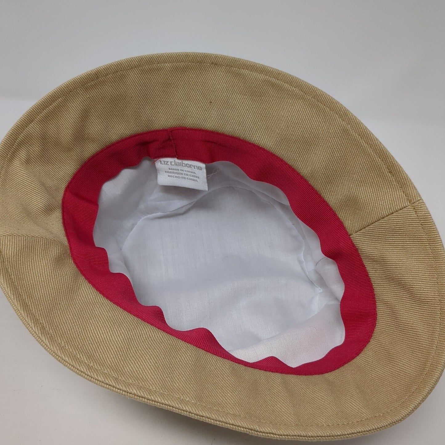 Liz Claiborne Bucket Hat Tan One Size Leather Strap Solid Outdoor