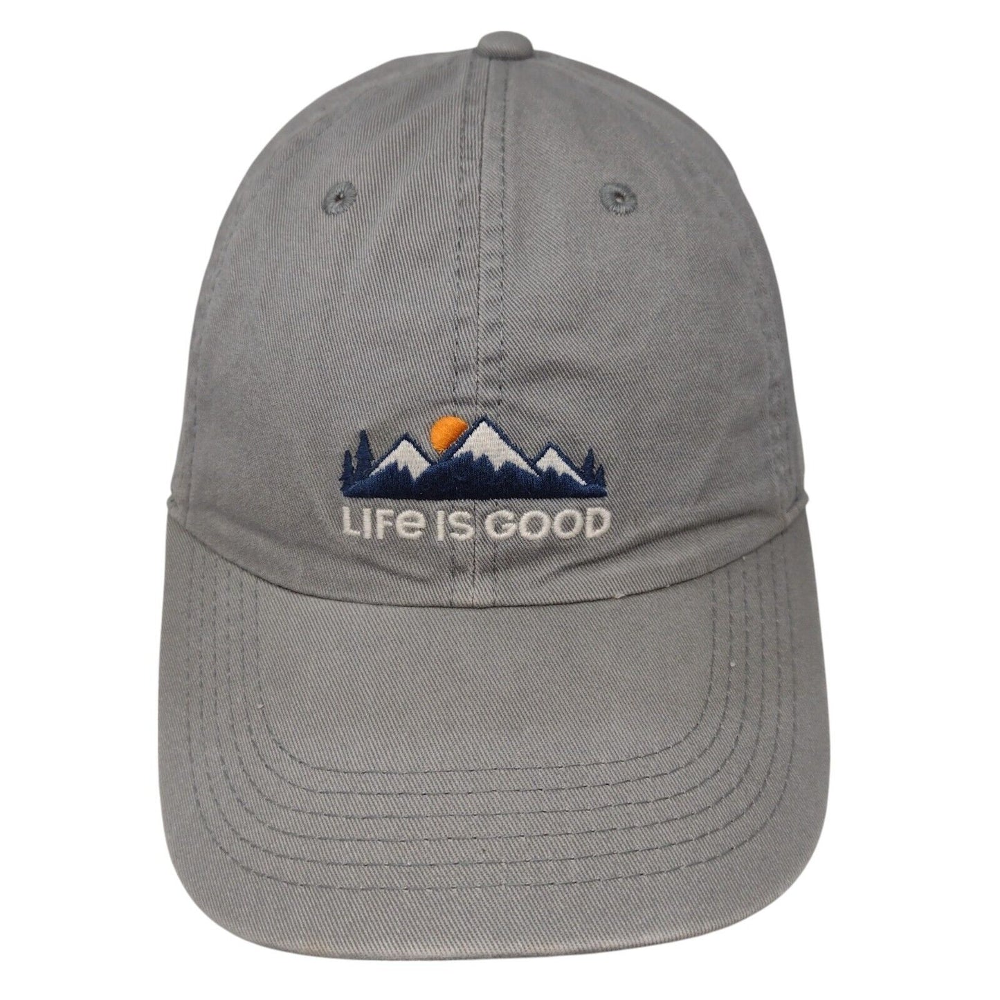 Life Is Good Mountains Chill Slideback Hat Gray OSFA Solid Embroidered