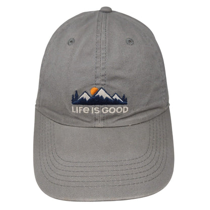 Life Is Good Mountains Chill Slideback Hat Gray OSFA Solid Embroidered