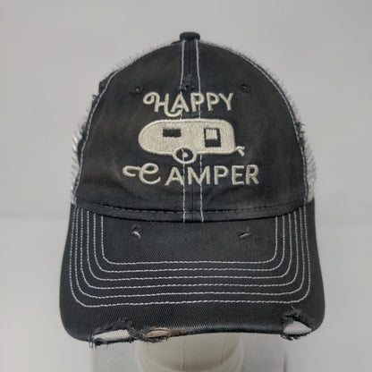 Happy Camper Slideback Trucker Hat Black One Size Embroidered Sportsman
