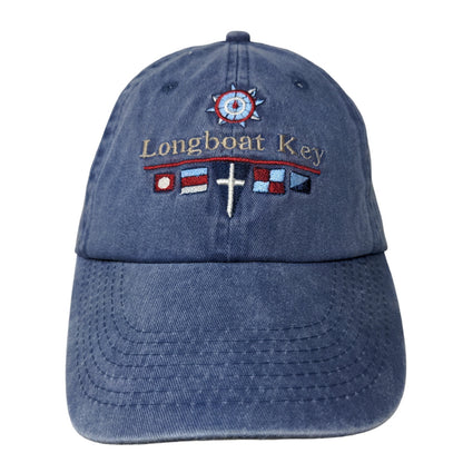 BJR Classic Headwear Men's Strapback Hat Blue Embroidered Longboat Key Logo