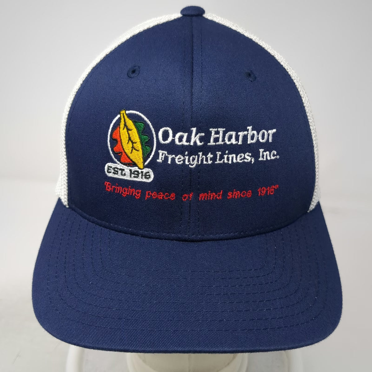 Port Authority Baseball Cap Blue XL Oak Harbor Freight Lines Mesh Flexfit Hat
