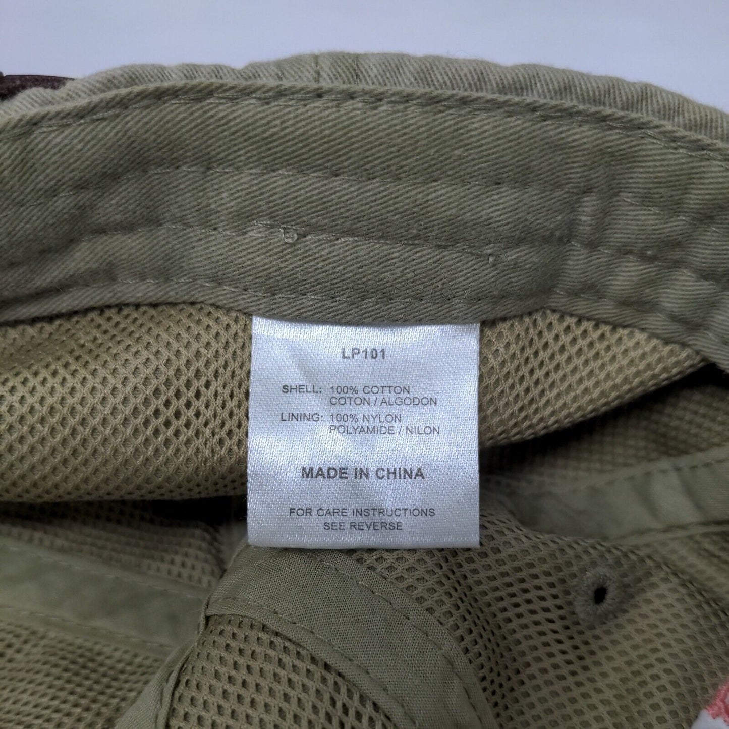 MRJ Slideback Hat Tanish-Green One Size Adjustable Mesh Lined Embroidered Adams