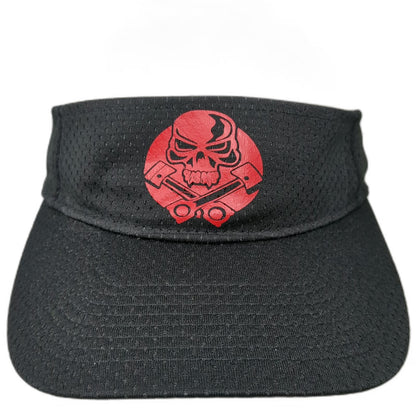 Augusta Sportswear Visor Black One Size Skull Pistons Mesh Strapback Hat Biker