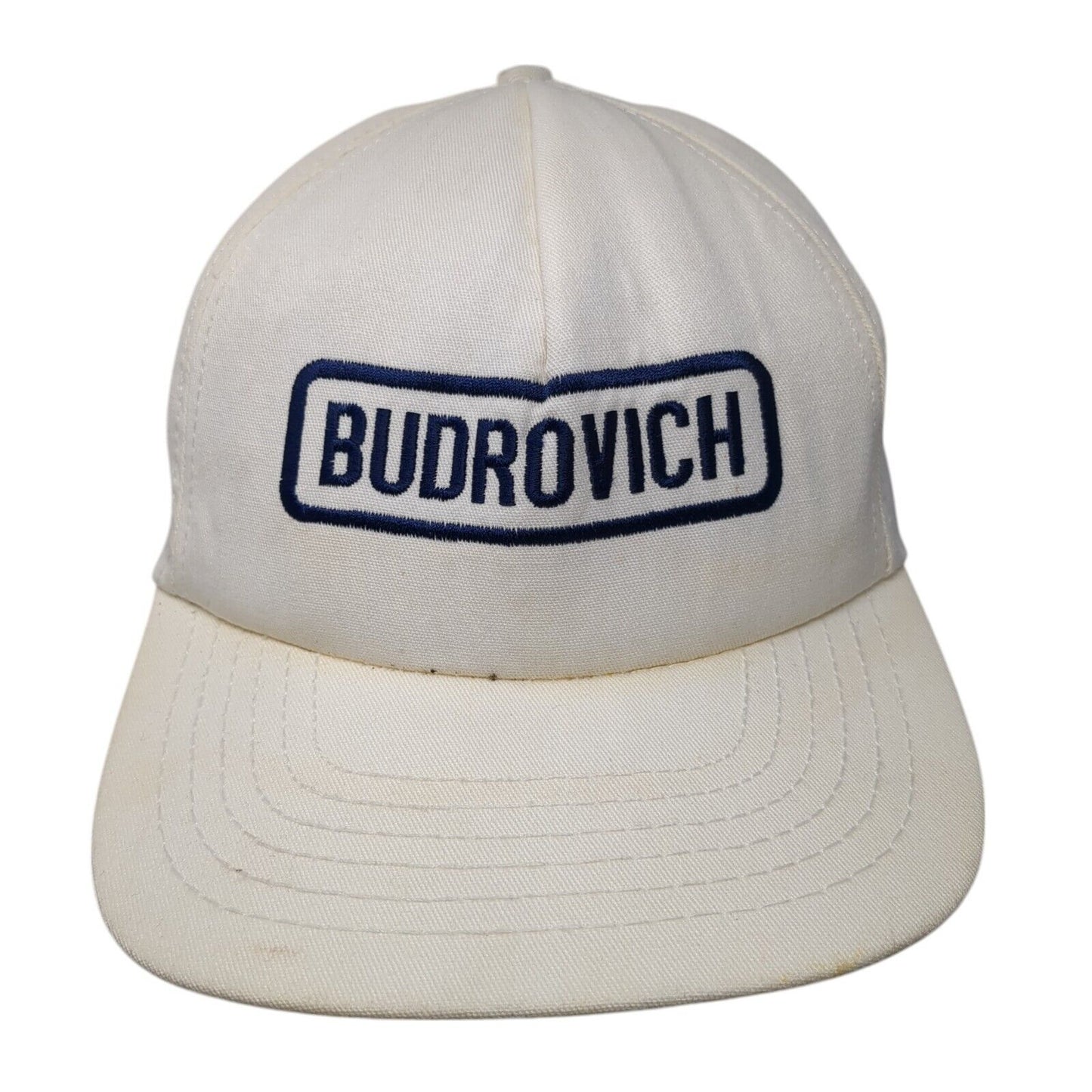 Budrovich Snapback Hat White OS Adjustable Lightweight Embroidered 6 Panel