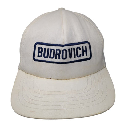 Budrovich Snapback Hat White OS Adjustable Lightweight Embroidered 6 Panel