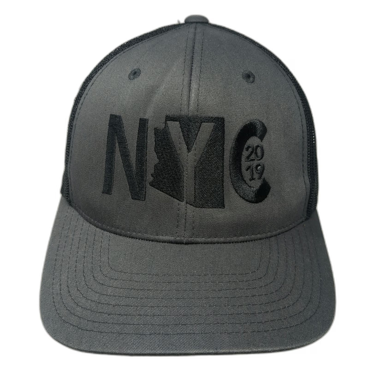 Yupoong Trucker Hat Gray One Size NYC Arizona 2019 Mesh Back Snapback Flat Brim