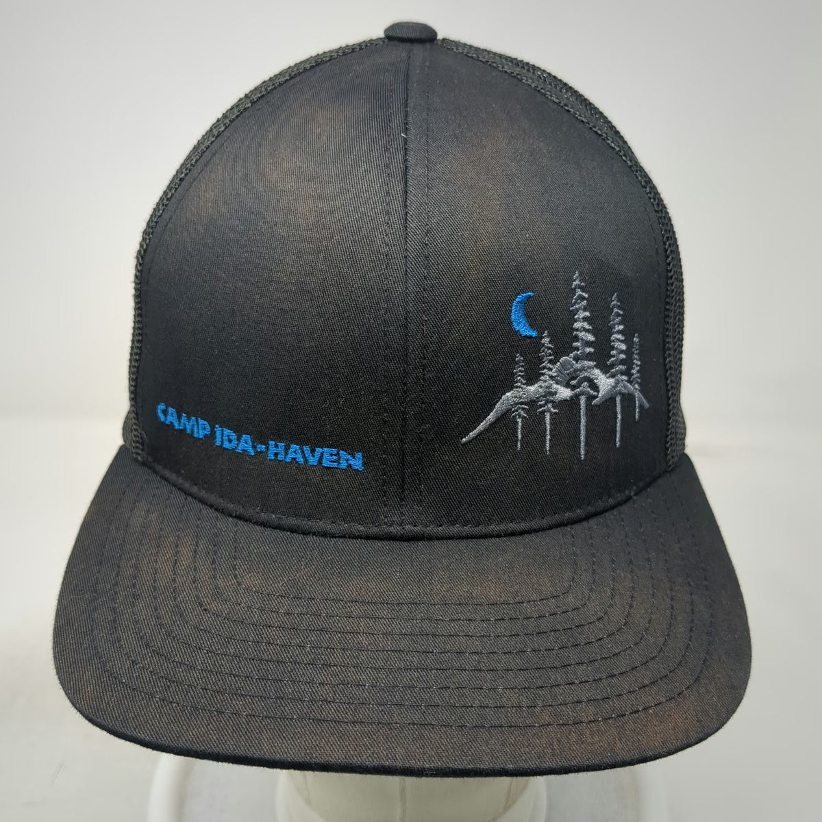 Pacific Headwear Trucker Hat Black One Size Snapback Mesh Camp Ida-Haven Trees