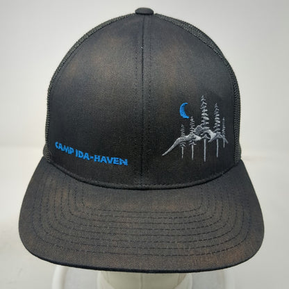 Pacific Headwear Trucker Hat Black One Size Snapback Mesh Camp Ida-Haven Trees