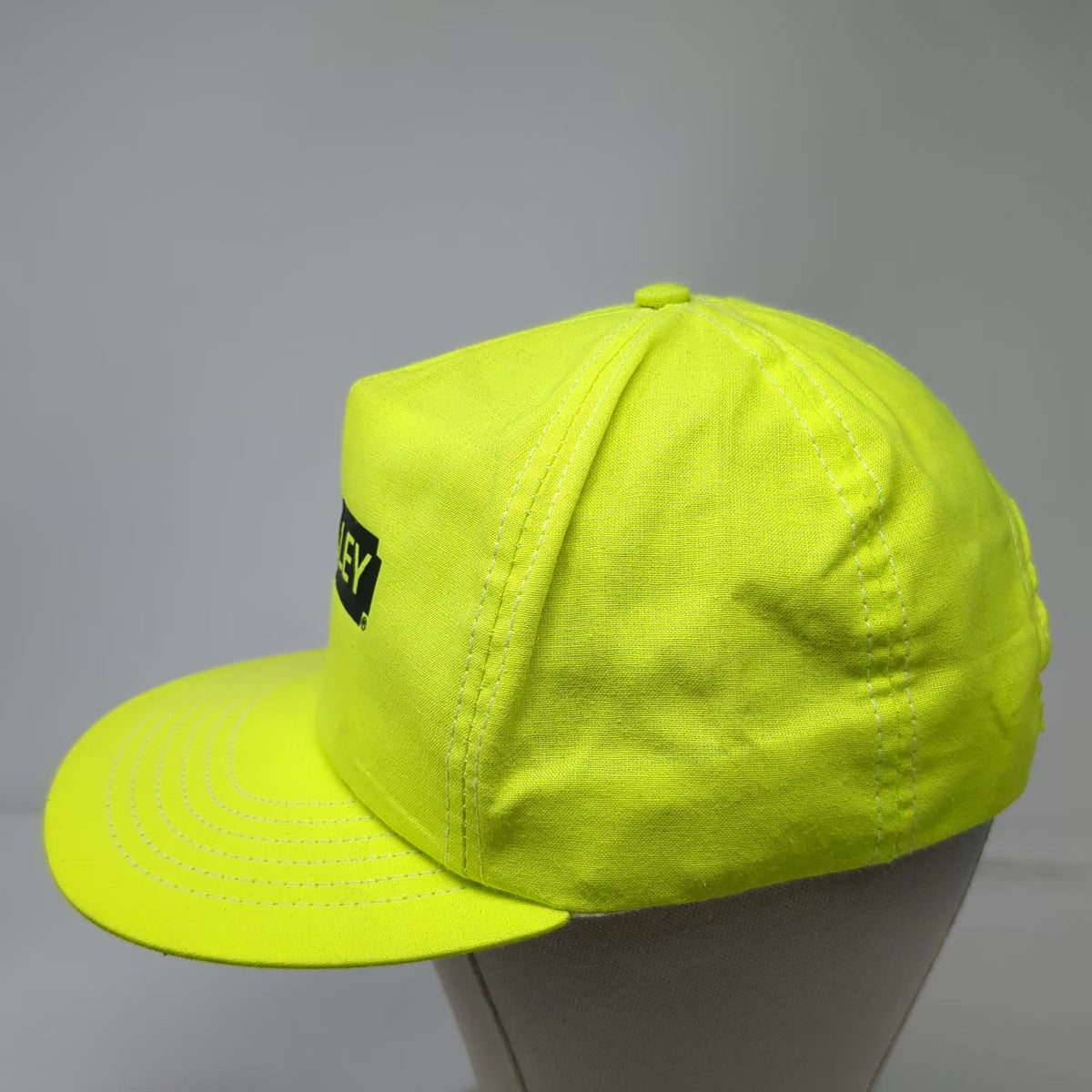 Stanley 5 Panel Green Hat Snapback Tool Brand Logo High Visibility Vintage