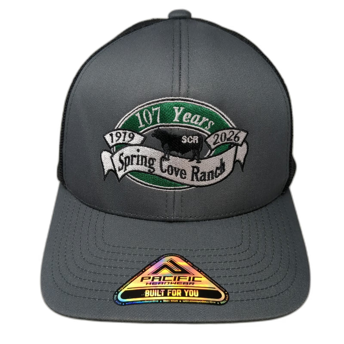 Pacific Headwear Trucker Hat Gray One Size Spring Cove Ranch Bull Mesh Snapback