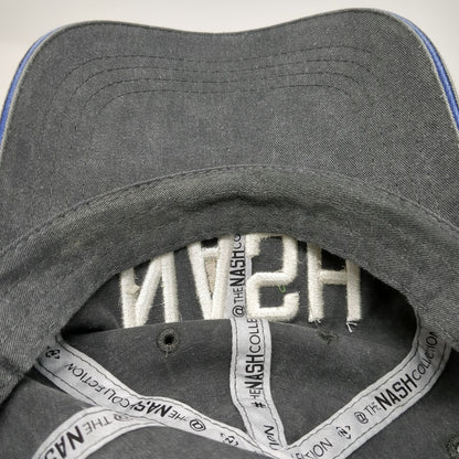 The Nash Collection Gray White Blue OSFM Baseball Cap NASH Logo Slideback Hat