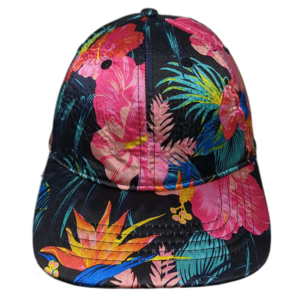 Baseball Cap Black One Size Floral Tropical Hibiscus All Over Print Pattern Hat