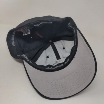 Flexfit Fitted Hat Black Small-Medium Embroidered Logo 6 Panel Yupoong