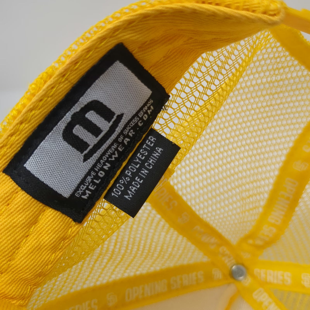 San Diego Padres MLB Melonwear Yellow Trucker Hat One Size Sycuan Patch Rope 3D