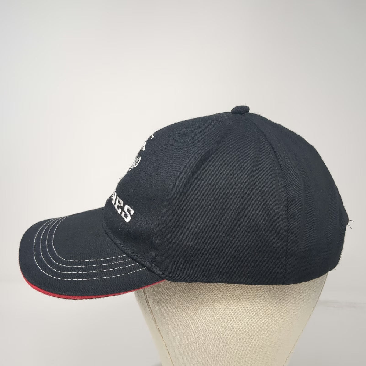 Marines EGA Logo Black Snapback Hat One Size Contrast Stitching Red Trim USA