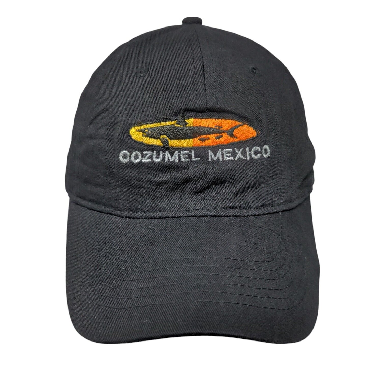 Cozumel Mexico Shark Slideback Hat Black One Size Embroidered 6 Panel