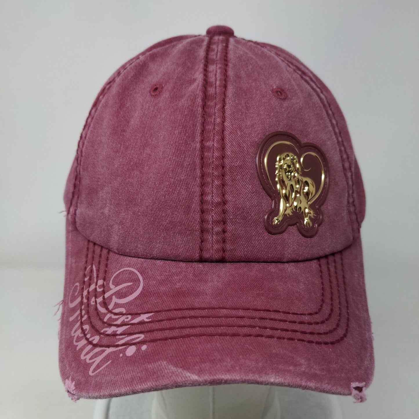 Best Friend Slideback Hat Red One Size Adjustable Patch Logo Pit Bull Distressed