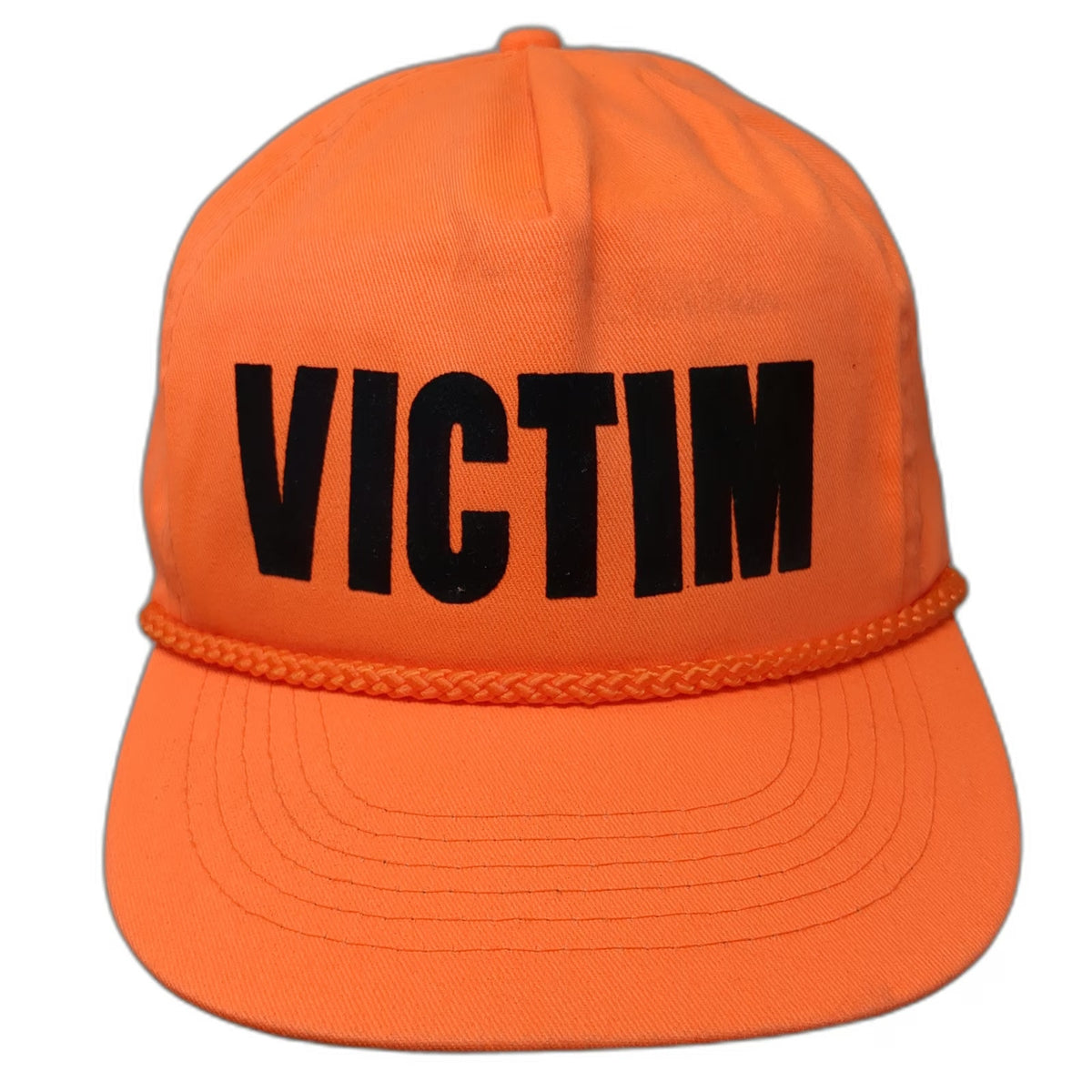 San Sun 5 Panel Orange Hat Victim Rope Green Underbrim Slideback Vintage