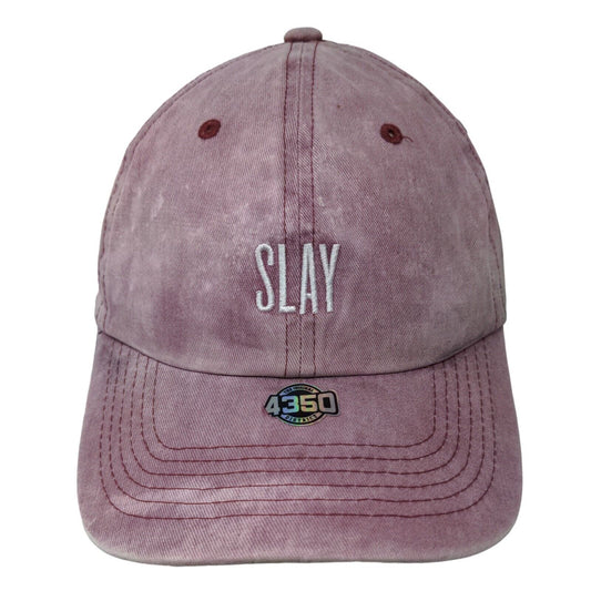 4350 Women's Slideback Hat Pink Adjustable Embroidered Slay Logo Cotton