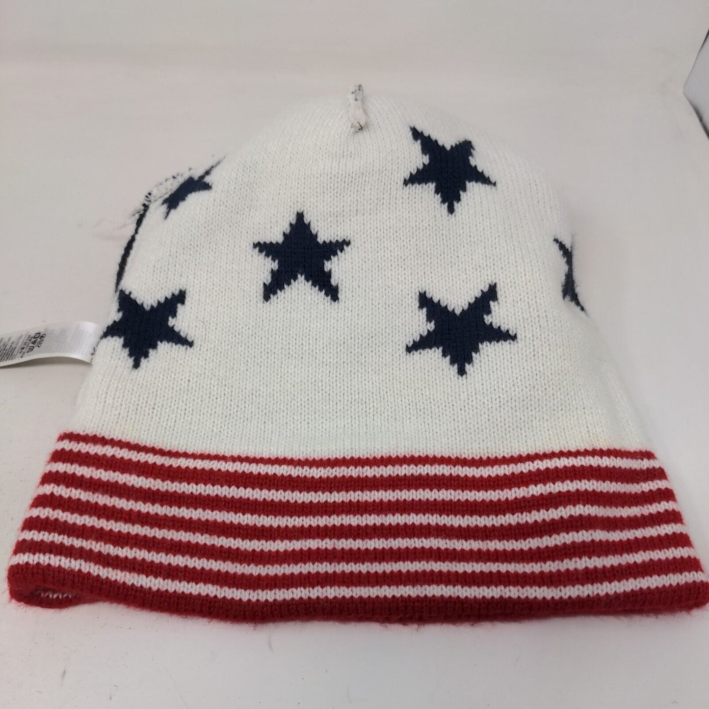 Old Navy Men's Knit Beanie Hat Red White Blue Size OS Patriotic Pom Pom