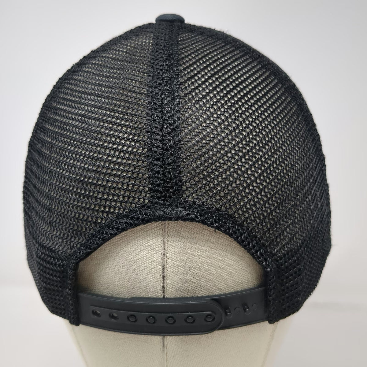 Backcountry Trucker Hat Black One Size Snapback Mesh Logo Patch Curved Brim