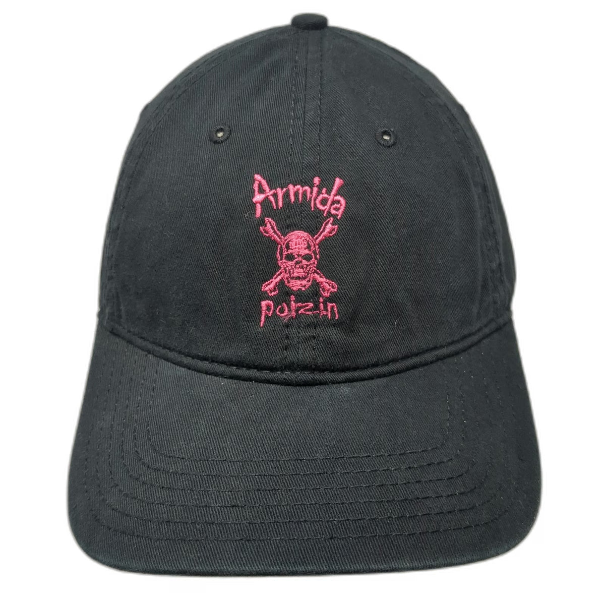 Attitude 101 Baseball Cap Black One Size Pink Embroidered Poizin Wine Skull Hat