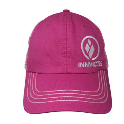 Innvictis Strapback Mesh Back Trucker Hat Pink OSFA Embroidered Simplot