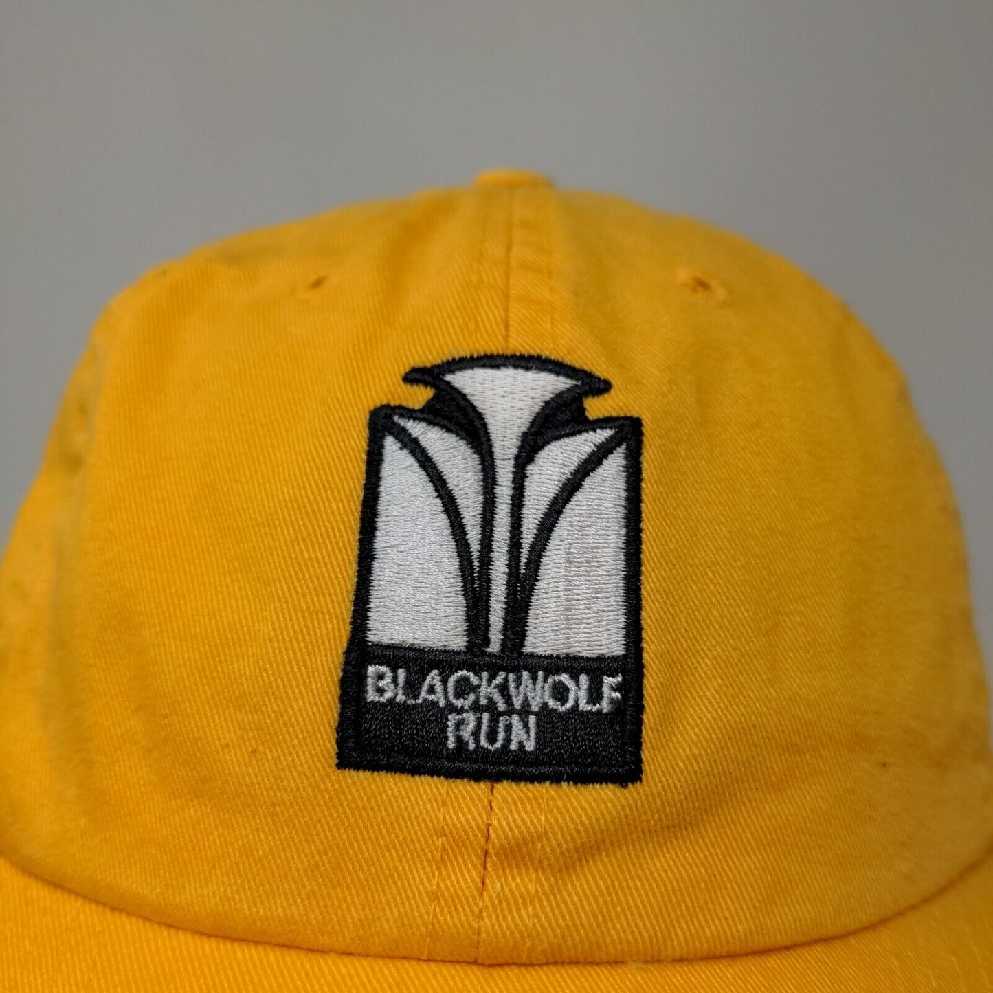 American Needle Men's Slideback Hat Yellow Adjustable Embroidered Blackwolf Run