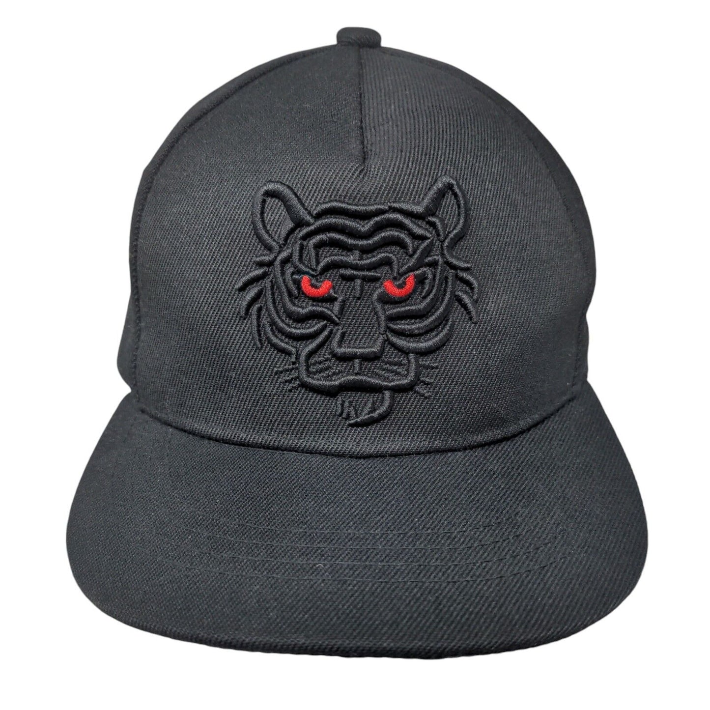Black Tiger Snapback Hat Black One Size Embroidered Adjustable Red Eyes