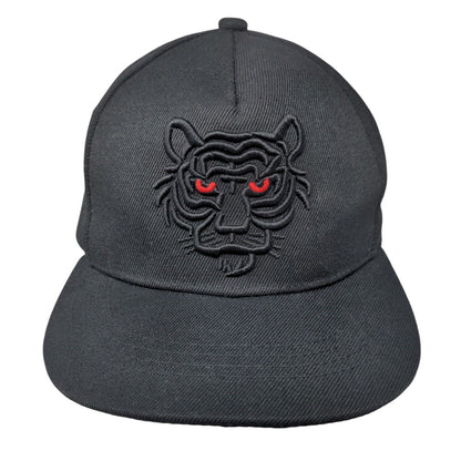 Black Tiger Snapback Hat Black One Size Embroidered Adjustable Red Eyes