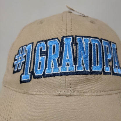 #1 Grandpa Strapback Hat Tan XXL Embroidered Adjustable 6 Panel W/Tags