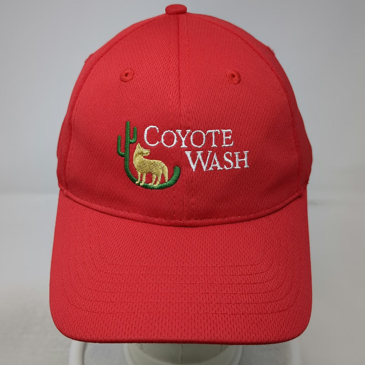 Sport-Tek Baseball Cap Red One Size Coyote Wash Cactus Embroidered Strapback Hat