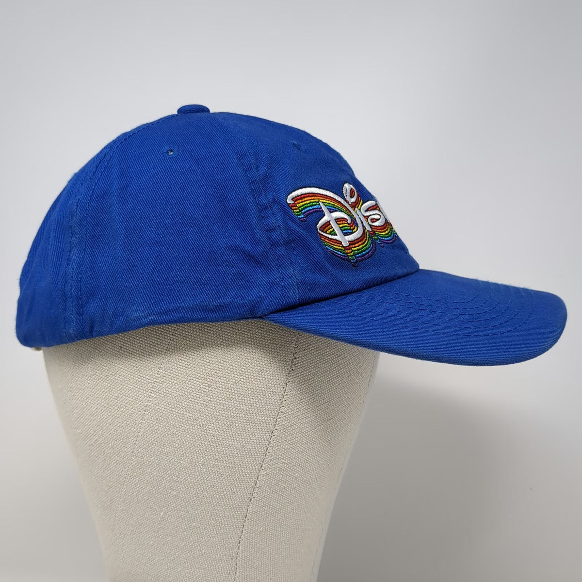 Disneyland Baseball Cap Blue One Size Rainbow Embroidered Hat Slideback