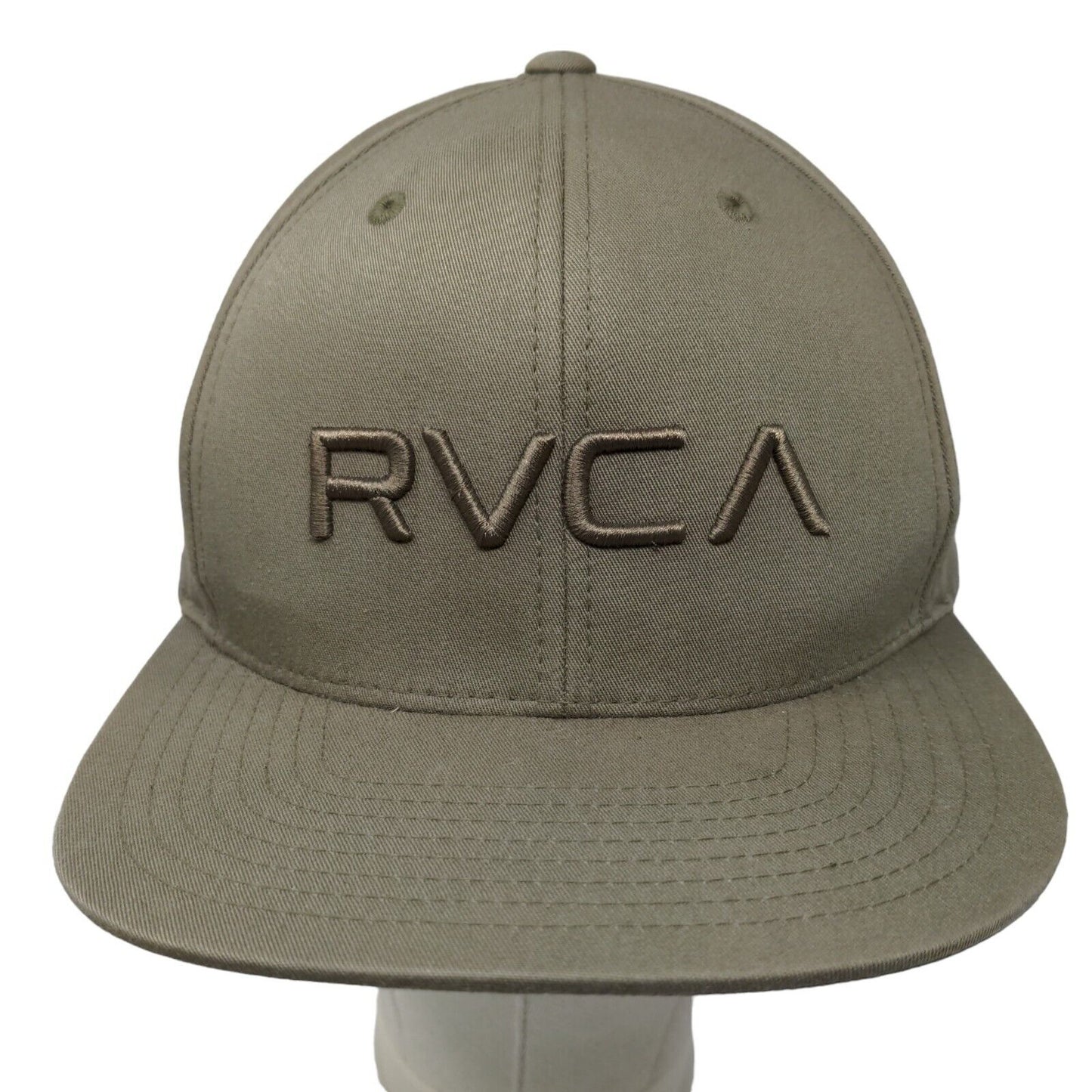 RVCA Men's Snapback Hat Green Embroidered Logo Cotton Blend Adjustable