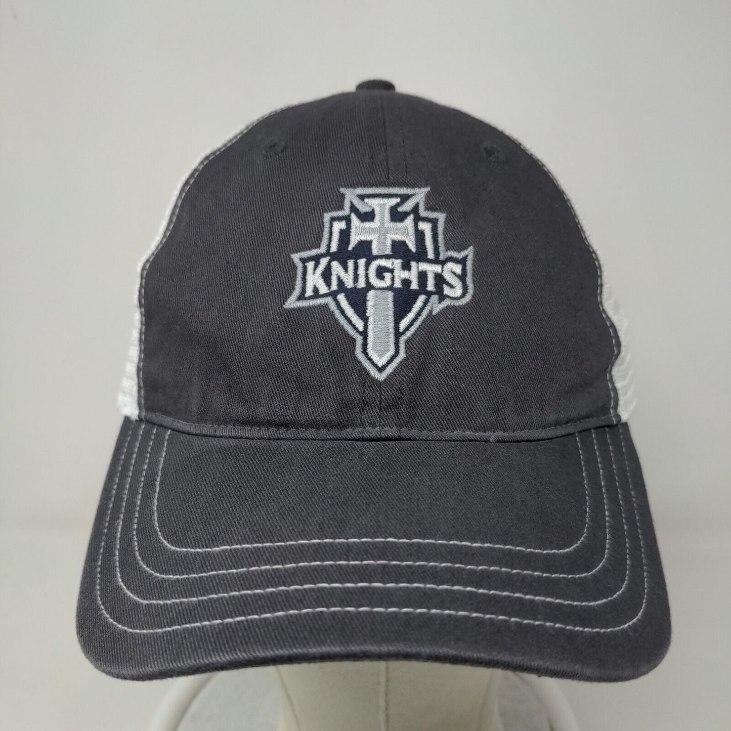 Unbranded Men's Snapback Mesh Back Hat Gray White Embroidered Christian Knights